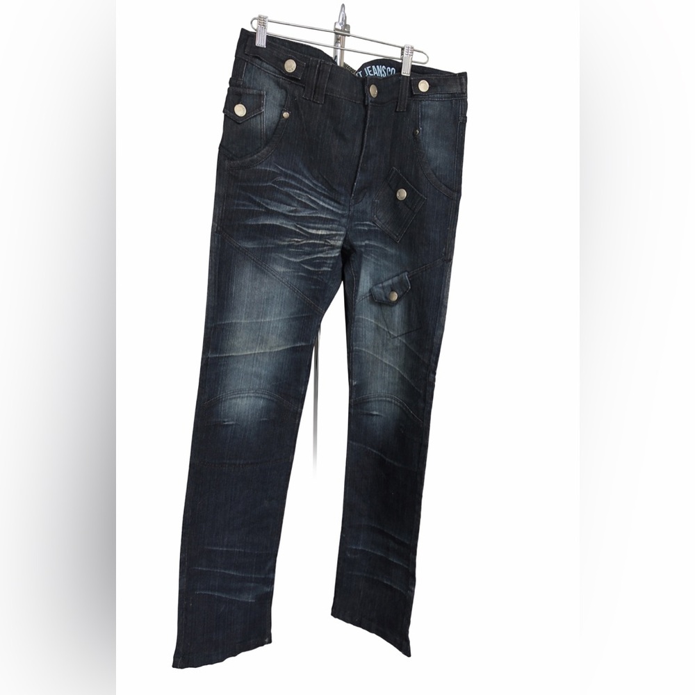 Slim Straight Men's Jeans in Dark Blue Wash